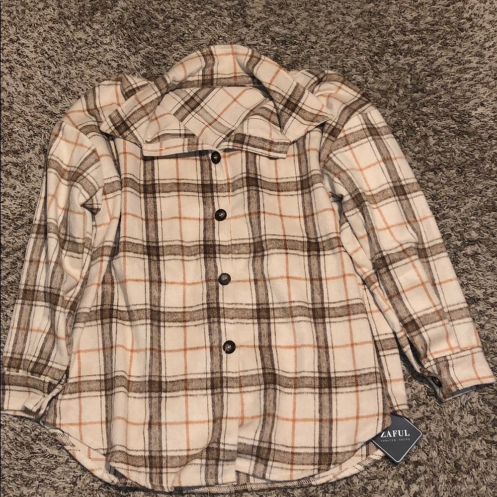 ZAFUL coffee oversized flannel